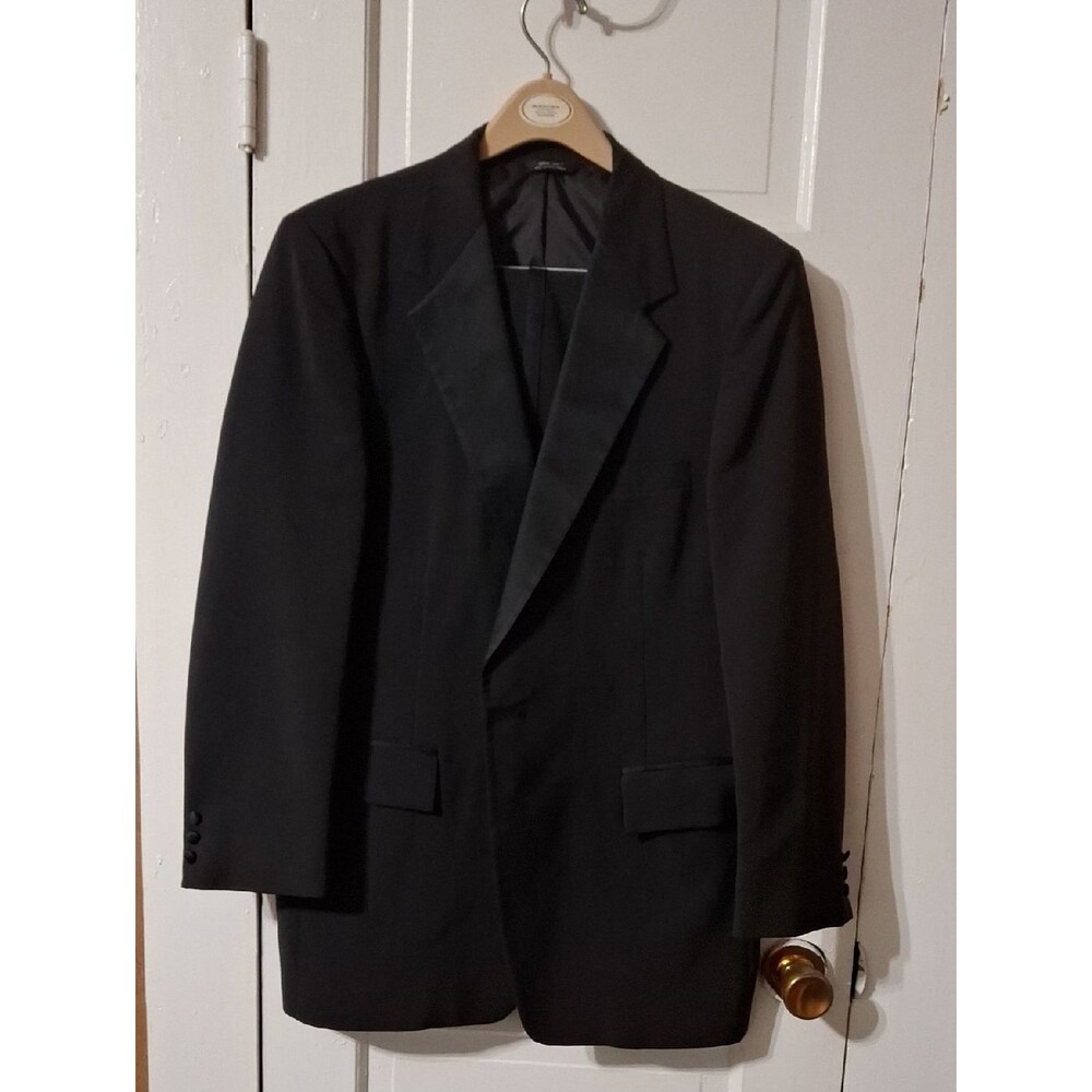 After Six Black Tuxedo Jacket + Pants with Satin Lapel